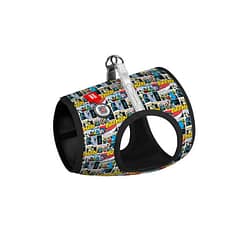 WAUDOG Clothes soft dog harness with QR passport, "Superman comics" design 20-22 cm