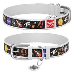 Collar Waudog Nasa Desenli QR Pasaportlu Köpek Boyun Tasması 19-25 Cm Beyaz