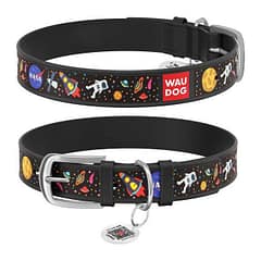 Collar Waudog Nasa Desenli QR Pasaportlu Köpek Boyun Tasması 19-25 Cm Siyah