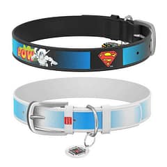Collar Waudog Superman Desenli QR Pasaportlu Köpek Boyun Tasması 38-49 Cm Beyaz