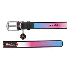 WAUDOG Design genuine leather dog collar with QR passport, "Harley Quinn" design L 18-24 cm black