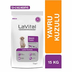 Lavital Kuzu Etli Orta-Büyük Irk Yavru Köpek Maması 13+2 Kg Hediyeli