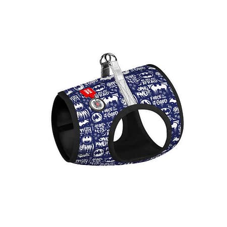 WAUDOG Clothes soft dog harness with QR passport, "Batman blue white" design 20-22 cm