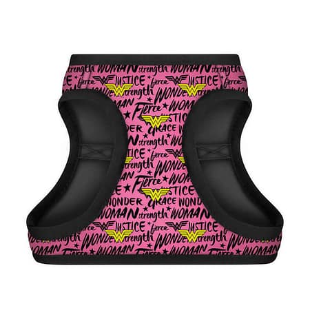 WAUDOG Clothes soft dog harness with QR passport, "Wonder Woman pink" design 18-20 cm