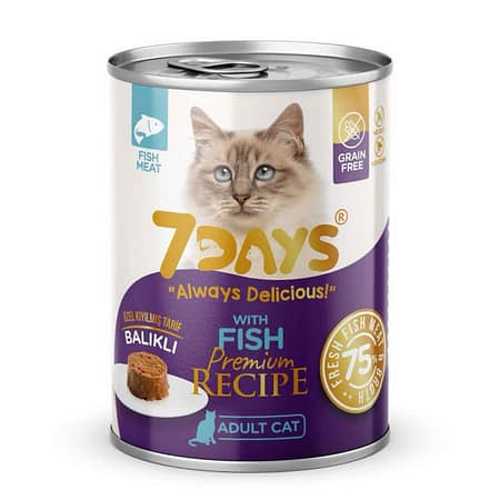 7 DAYS Balıklı Kıyılmış Yetişkin Kedi Konserve Maması 415 Gram