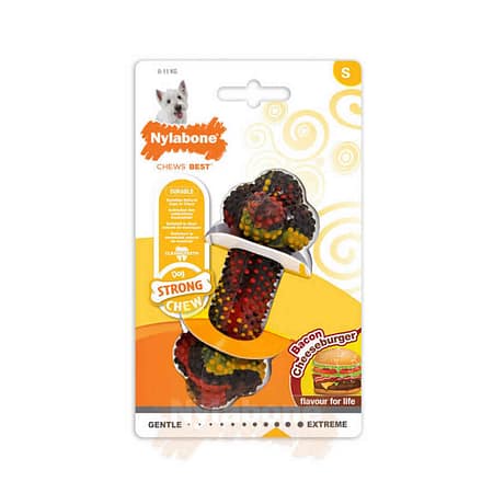 Nylabone Domuz Pastırması ve Cheeseburger Aromalı Köpek Çiğneme Kemiği