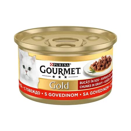 Gourmet Gold Parça Etli Sığır Etli Yaş Kedi Maması
