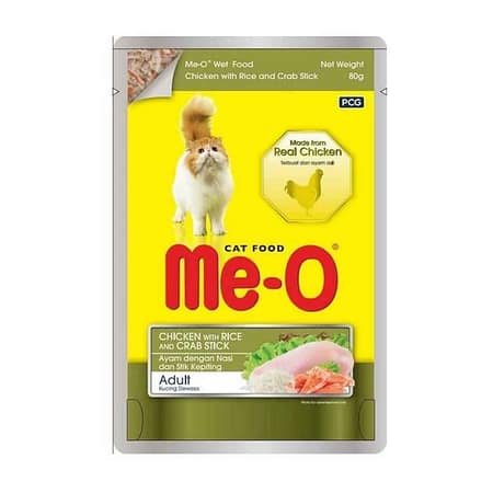 Me-O Pouch Tavuk & Pirinç & Yengeç Kedi Yaş Mama 80 gr (12 adet)