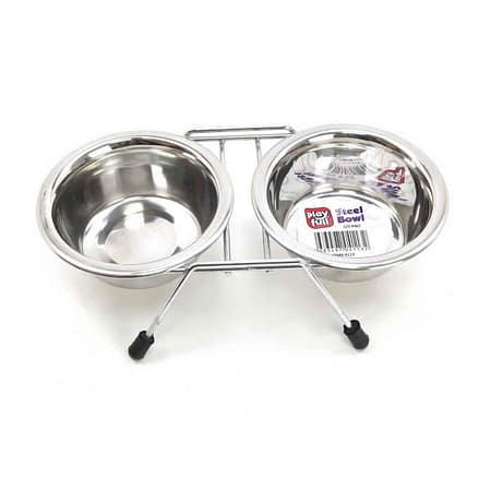 Playfull 8 Oz Krom Kaplı Çiftli Mama Kabı