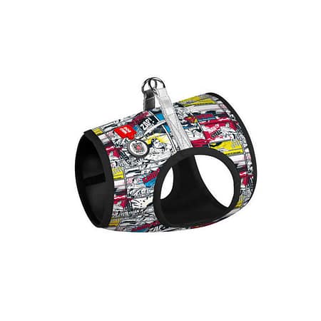 WAUDOG Clothes soft dog harness with QR passport, "Superman comics" design 26-28 cm