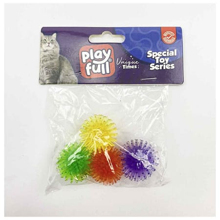 PF-4057-Playfull Plastik Top Kedi Oyuncağı 3,5 Cm 4'lü