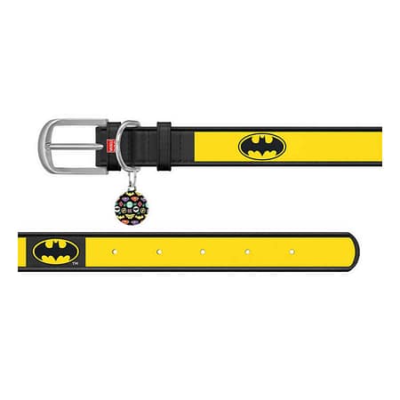 WAUDOG Design genuine leather dog collar with QR passport, "Batman2" designL 29-38 cm black