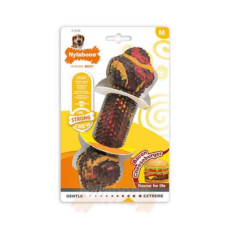 Nylabone Domuz Pastırması ve Cheeseburger Aromalı Köpek Çiğneme Kemiği