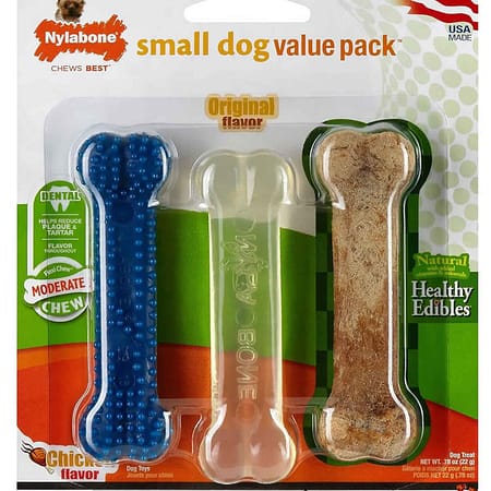 Nylabone Tavuk ve Domuz Aromalı Köpek Çiğneme Kemiği Xs 3Lü