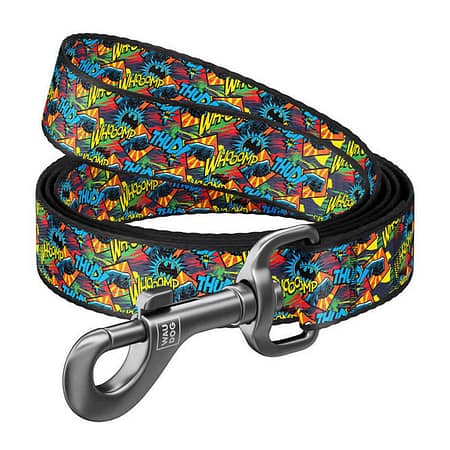 WAUDOG Nylon dog leash "Batman bright" design, W 25 mm, L 122 cm