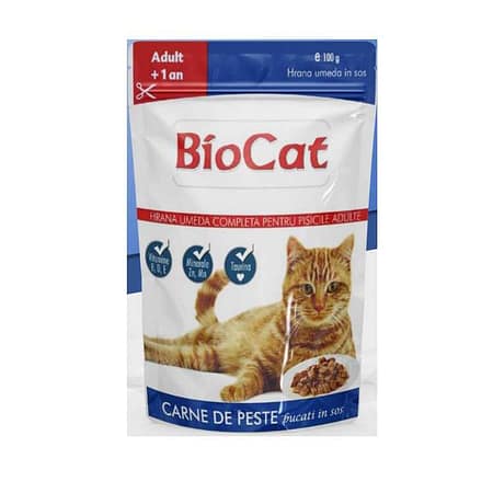 Biocat Balıklı Yetişkin Kedi Yaş Maması 100 Gr x 24 Adet